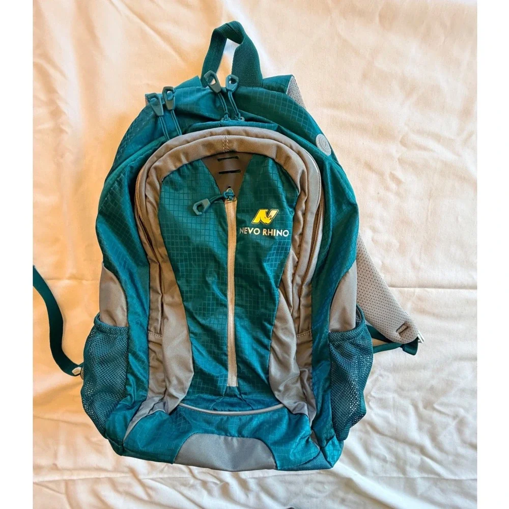 Nevo Rhino Hiking Backpack Teal Grey Ripstop Daypack Outdoor Travel Bag